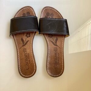 Cantarelli Italian Black Leather Slide Sandals SZ 6/36